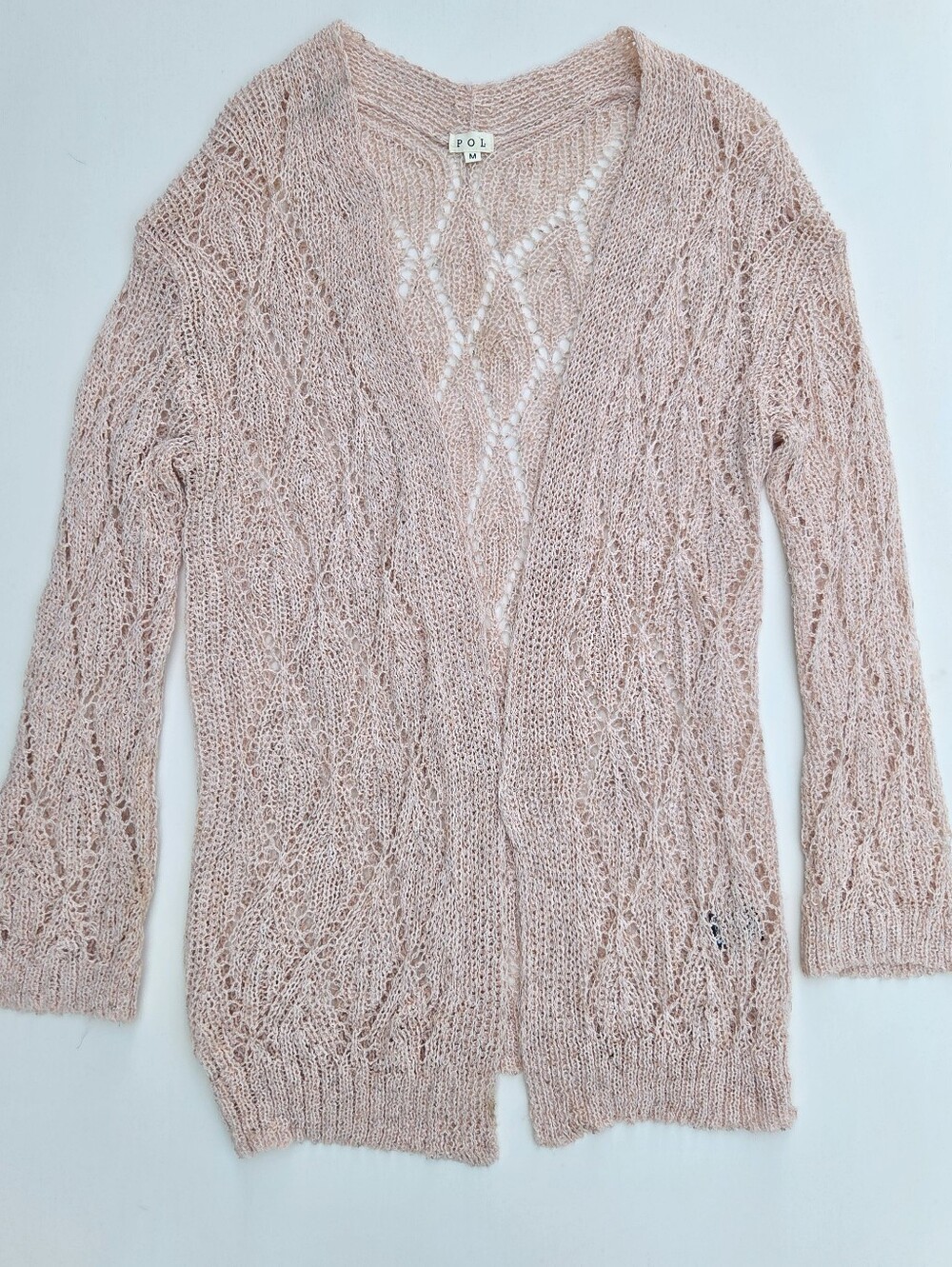 POL Open Front Knit Cardigan Peach Size-Medium